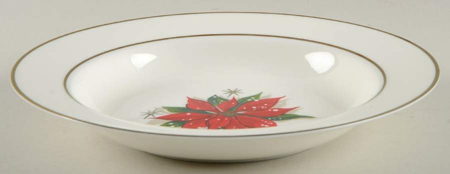 Holiday Poinsettia Large Rim Soup Bowl by Home-1