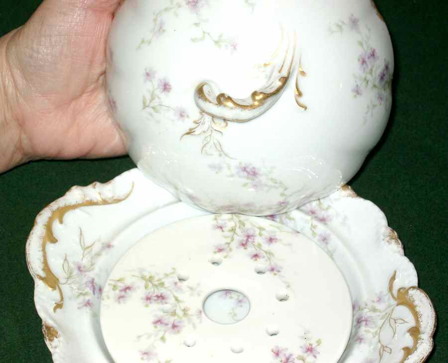 Schleiger 314-8 Round Covered Butter with Strainer by Haviland-1