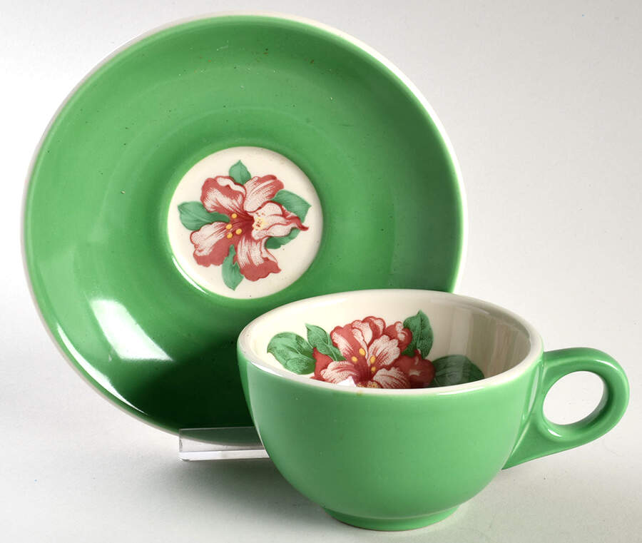 Greenbrier, The Flat Cup & Saucer Set by Homer Laughlin -1
