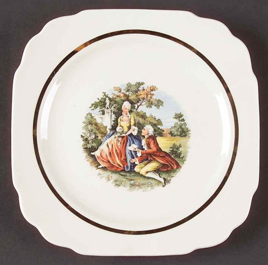 Early American (No Filigree) Square Bread & Butter Plate by Harker-1