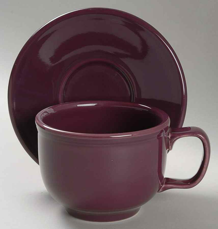 Fiesta Heather (Intro 2006) Jumbo Cup & Saucer Set by Homer Laughlin -1
