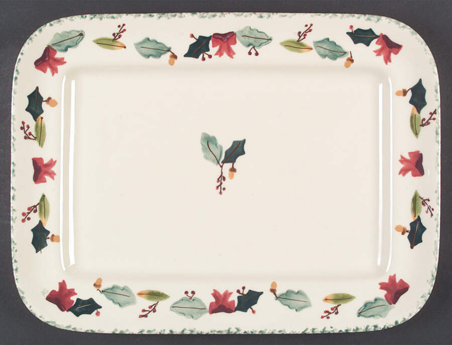 Christmas Garland 16" Rectangular Serving Platter by Hartstone-1