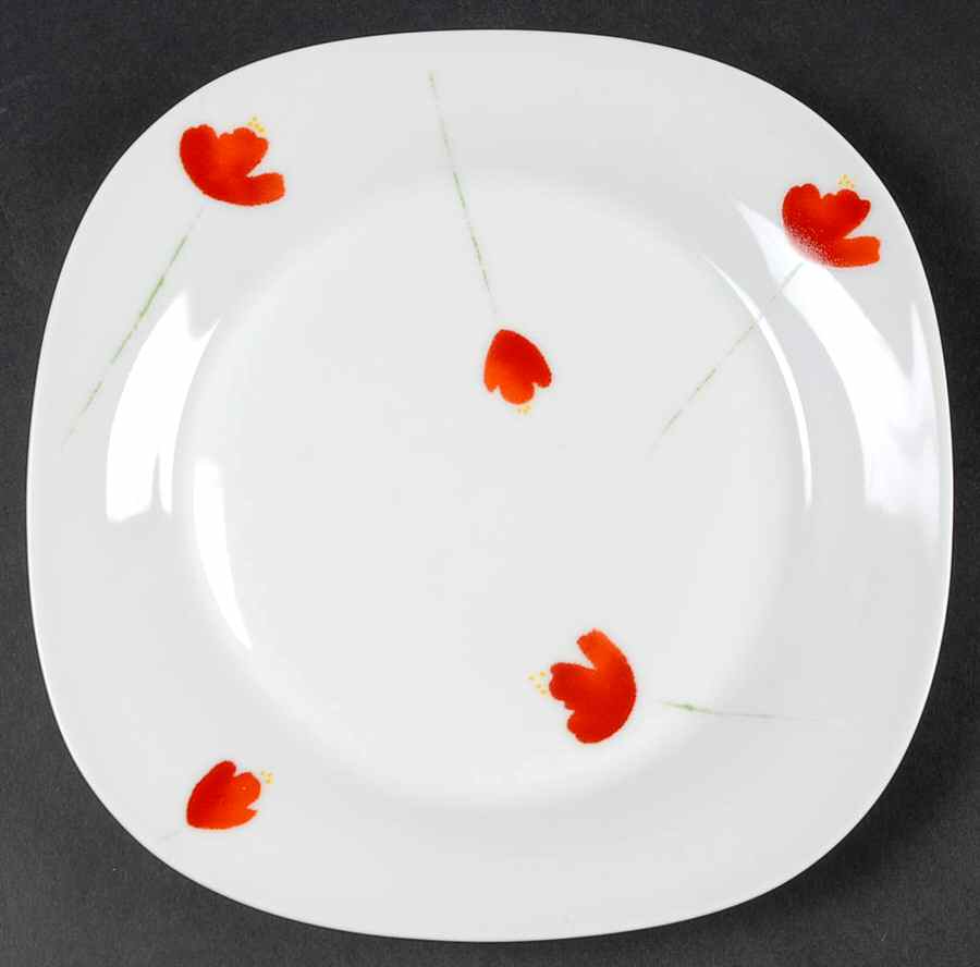 Red Blossom Salad Plate by Home-1