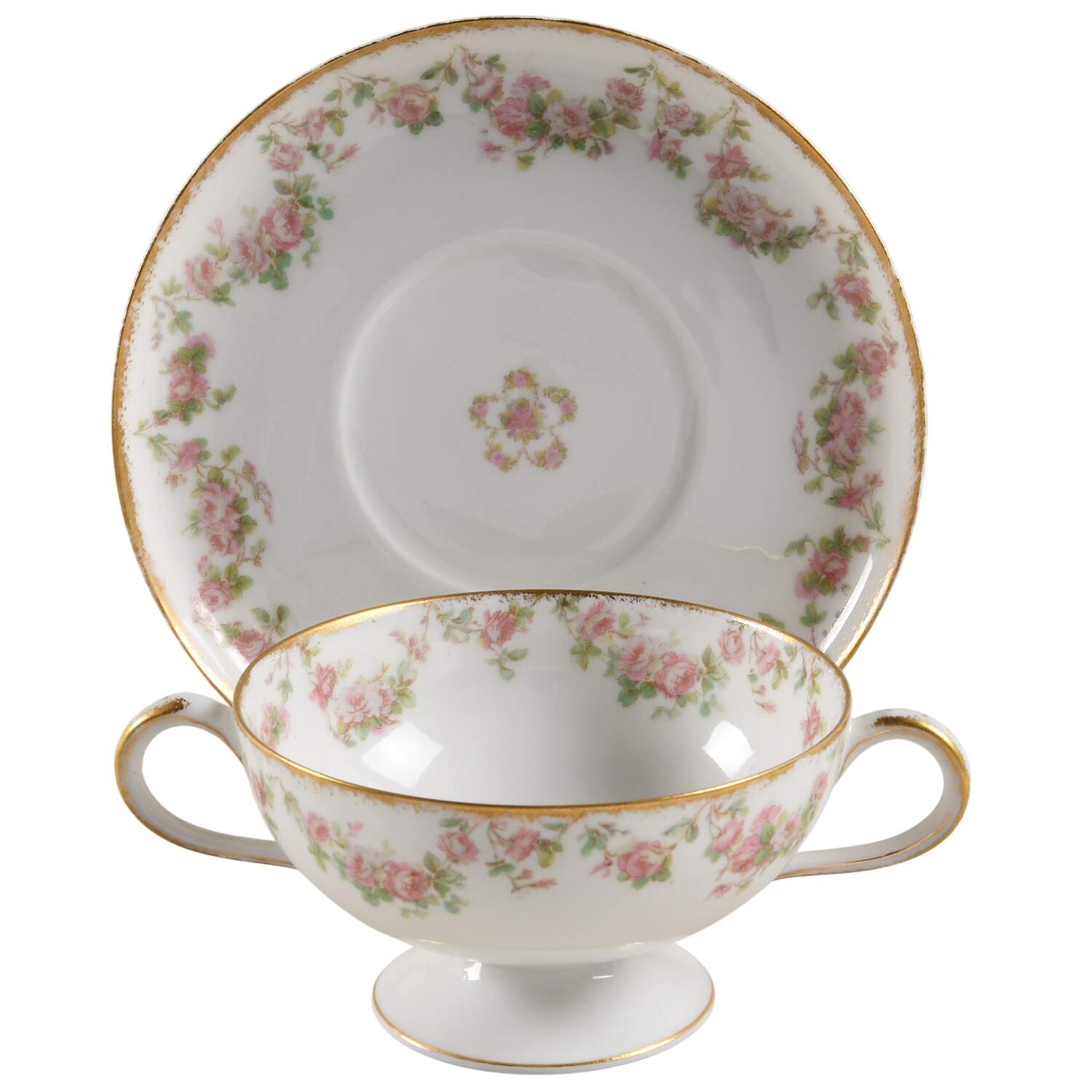 Schleiger 270-4 Footed Bouillon Cup & Saucer by Haviland-1