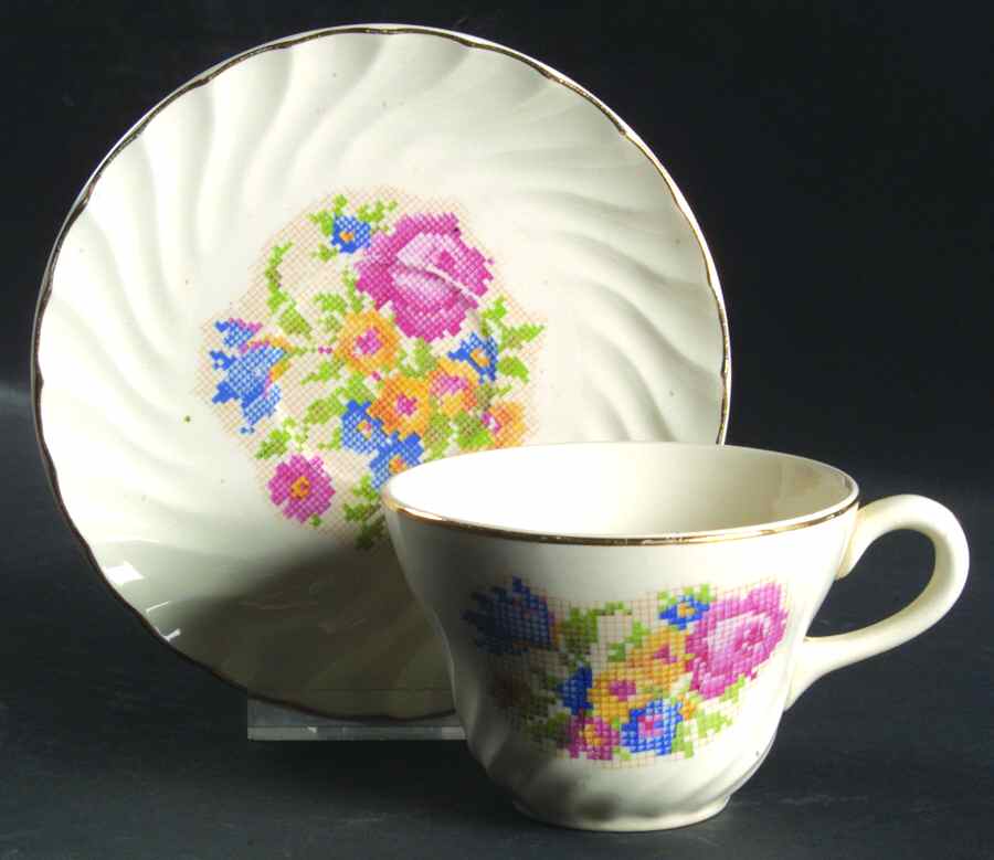 HAR142 Flat Cup & Saucer Set by Harker-1