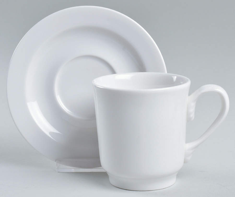 Pristine (Ameriwhite) Flat Cup & Saucer Set by Homer Laughlin -1