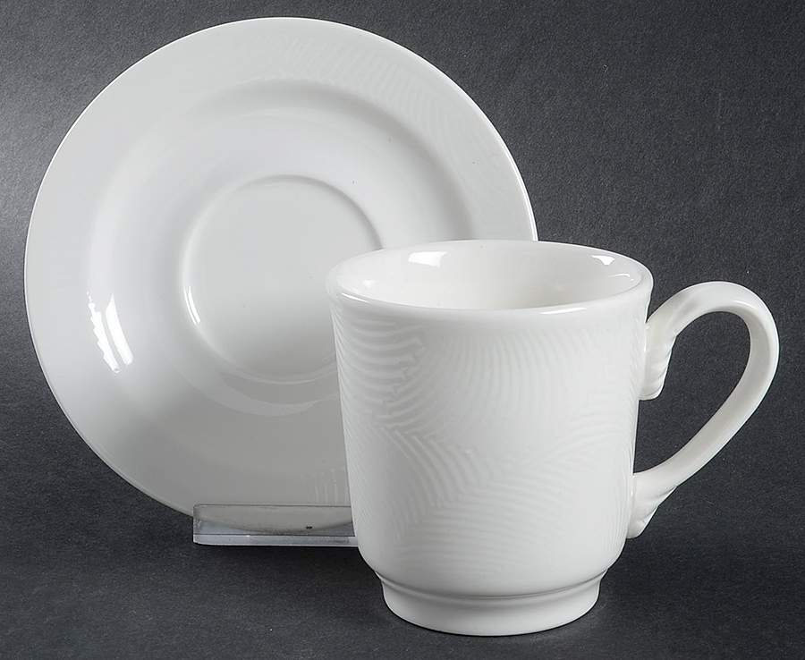 Giza (Ameriwhite) Flat Cup & Saucer Set by Homer Laughlin -1