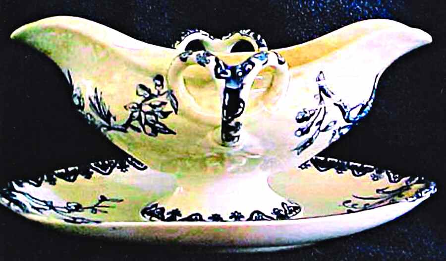 Japonais Gravy Boat with Attached Underplate by Hautin & Boulanger-1