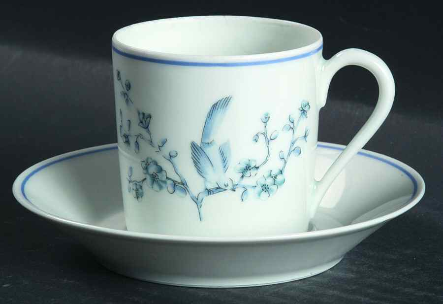 Oiseau Bleu Flat Demitasse Cup & Saucer Set by Haviland-1