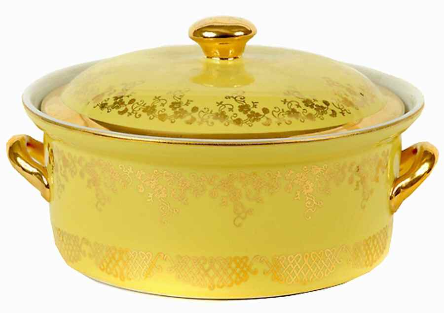 Gold Label Kitchen Ware Squiggle #76 1 3/4 Qt Round Covered Casserole by Hall-1