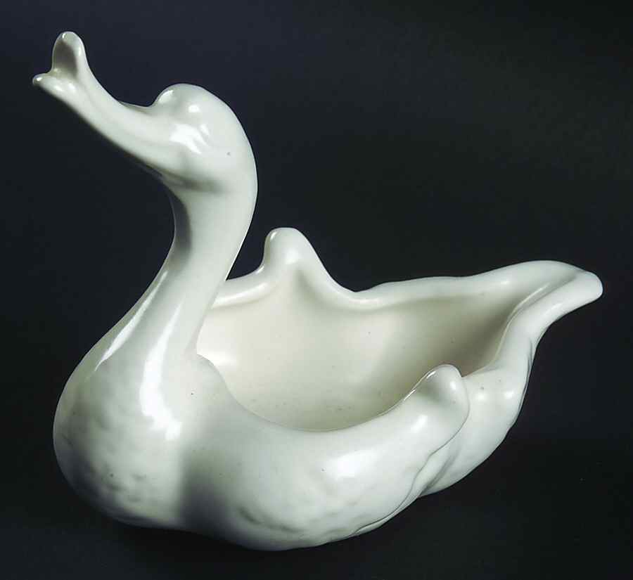 Imperial White Satin 4" Swan Form Bowl by Hull-1