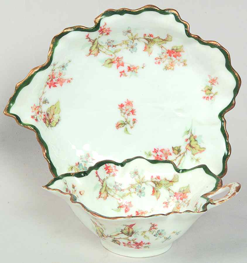 Schleiger 232-2 Footed Cream Soup Bowl & Saucer Set by Haviland-1