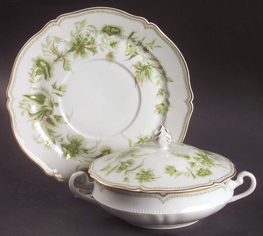 A La Corne Cream Soup Bowl & Saucer Set with Lid by Haviland-1
