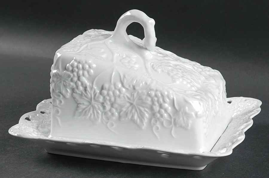 White Grape Cheese Dish with Lid (Wedge) by Home Essentials-1