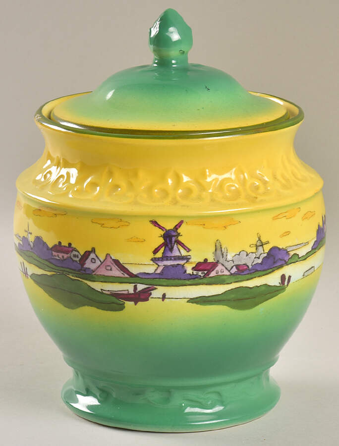 Holland Sunset Tobacco Jar & Lid by Haynes Ware-1