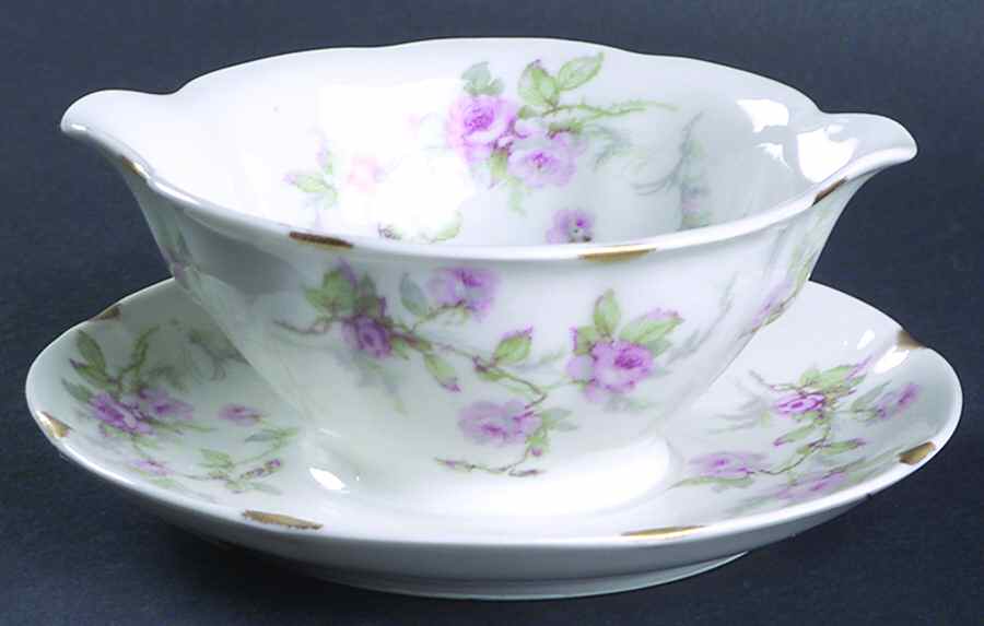 Sylvia White (Isle de France) Gravy Boat with Attached Underplate by Haviland-1