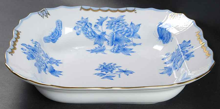 Fortuna Blue (VBOB) Large Square Fruit Bowl by Herend-1
