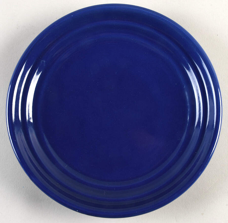 Blue Ribbed Salad Plate by Home-1