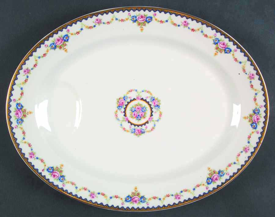 H3554 (White Body, No Verge) 13" Oval Serving Platter by Haviland-1