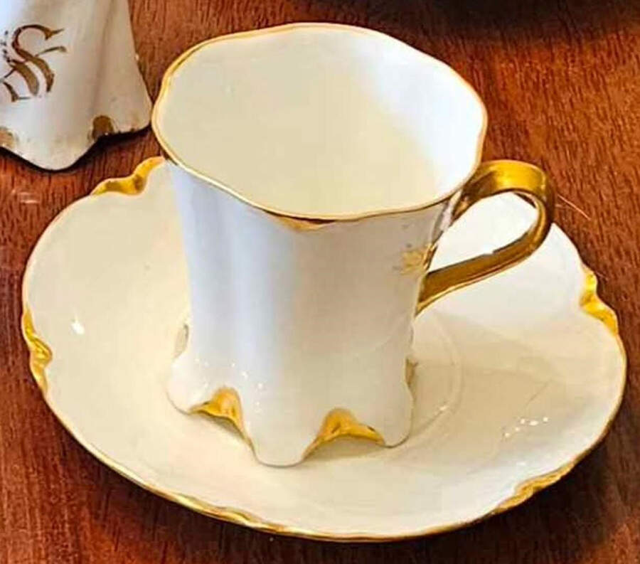 H3563 Flat Demitasse Cup & Saucer Set by Haviland-1