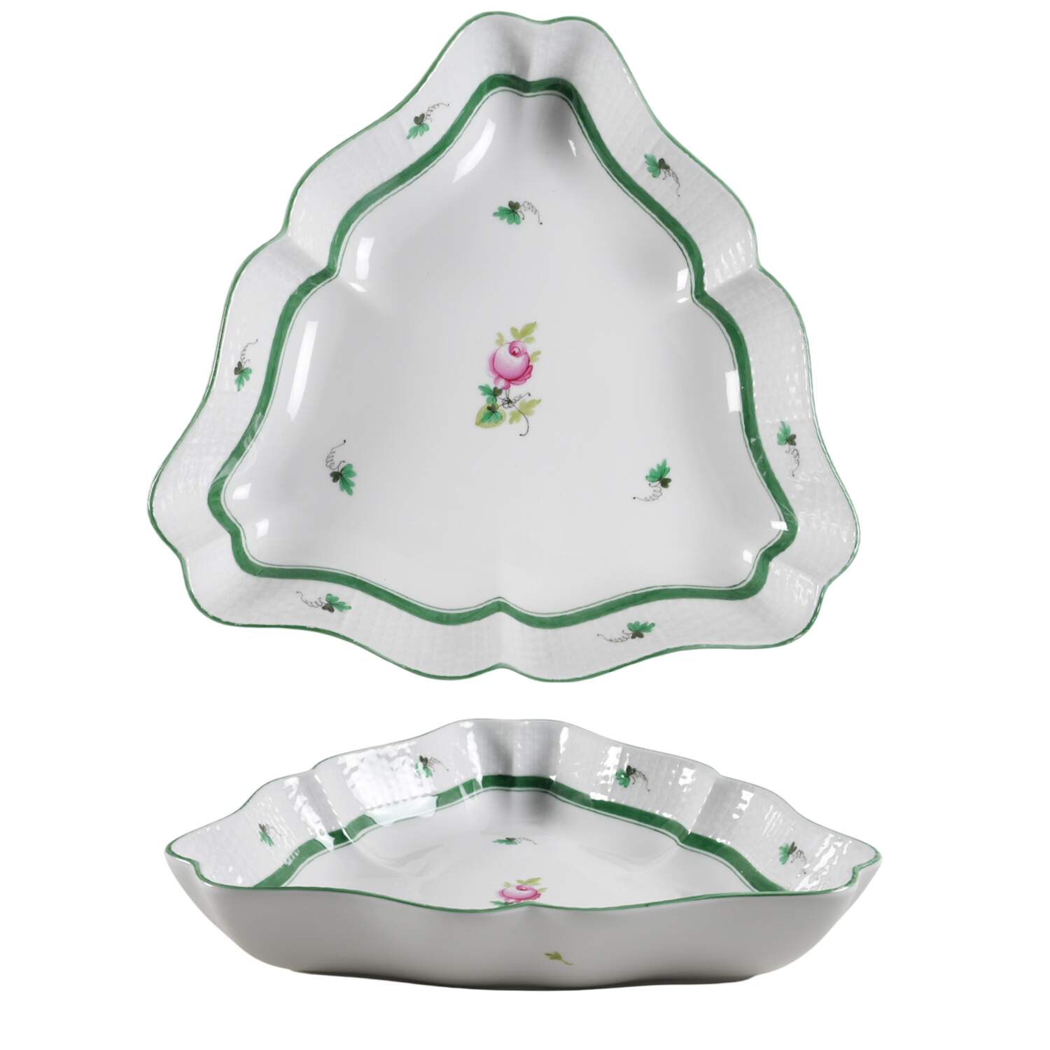 Vienna Rose 10" Triangular Vegetable Bowl by Herend-1