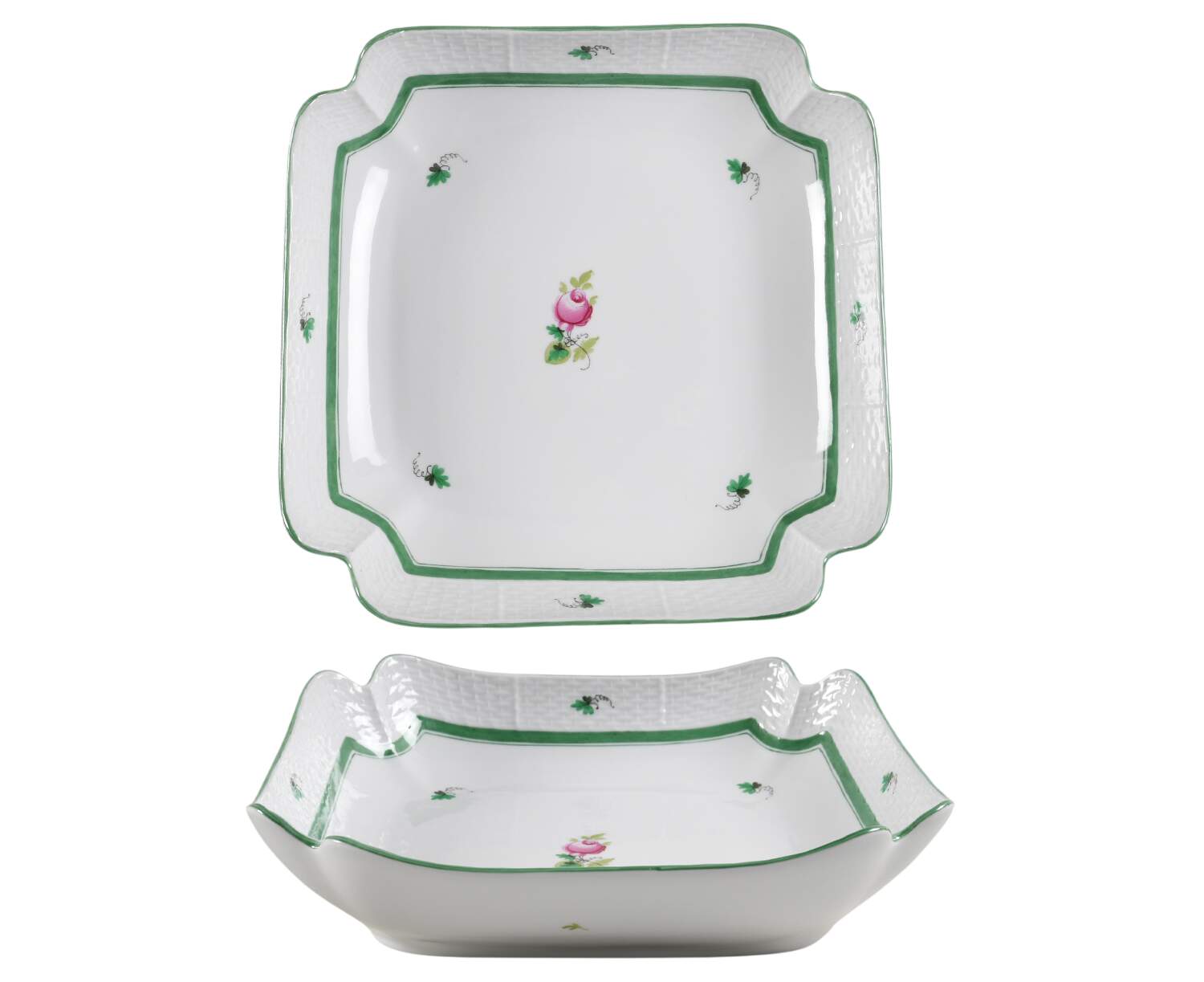 Vienna Rose 10" Square Large Fruit Bowl by Herend-1