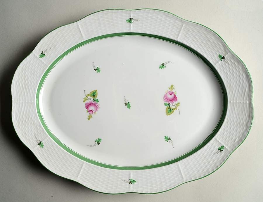Vienna Rose 14" Oval Serving Platter by Herend-1