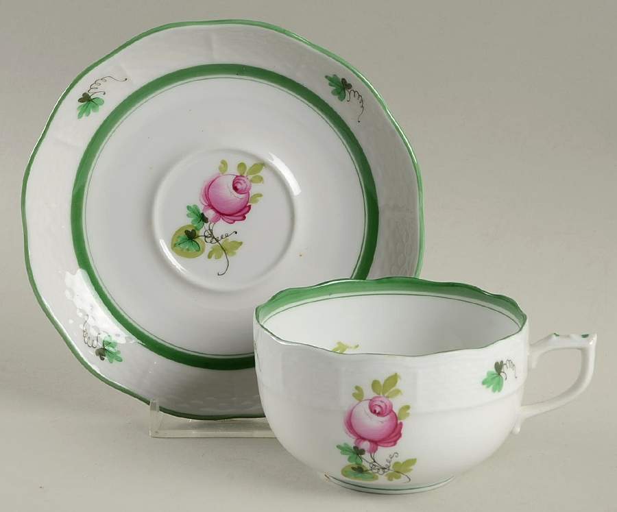 Vienna Rose Flat Cup & Saucer Set by Herend-1