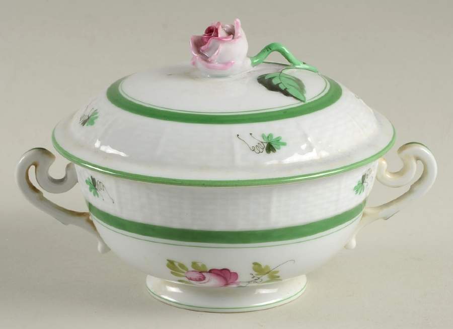 Vienna Rose Cream Soup Bowl & Lid Set by Herend-1