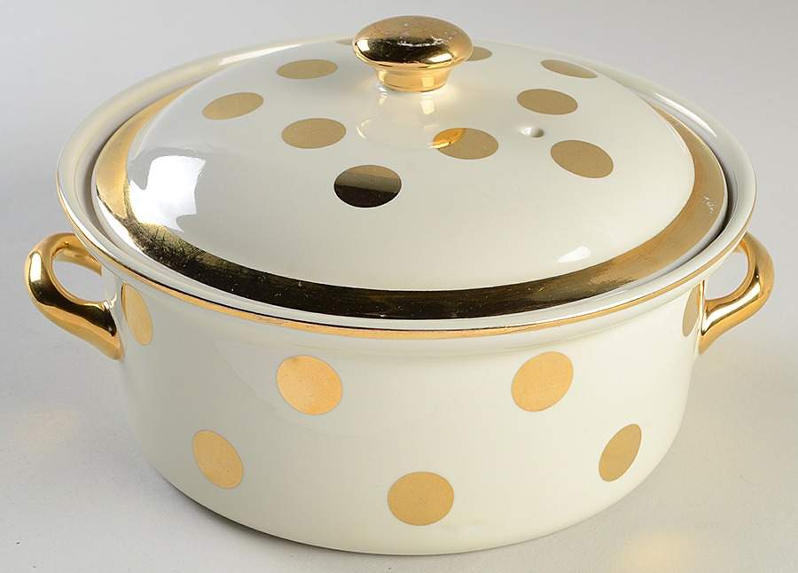 Gold Label Kitchenware Dots 1.75 Qt Round Covered Casserole by Hall-1