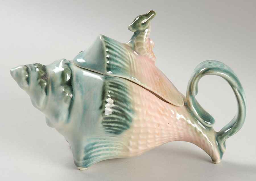 Ebb Tide Pink and Turquoise Sugar Bowl & Lid by Hull-1