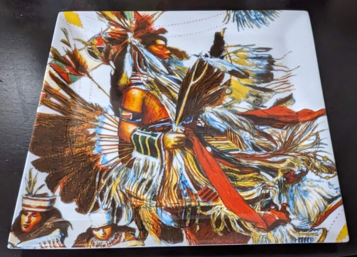 Les Danses des Indiens 9" Square Dish by Hermes-1