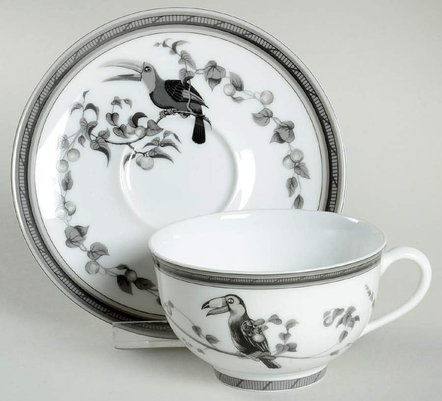 Estampe de Toucans Flat Cup & Saucer Set by Hermes-1
