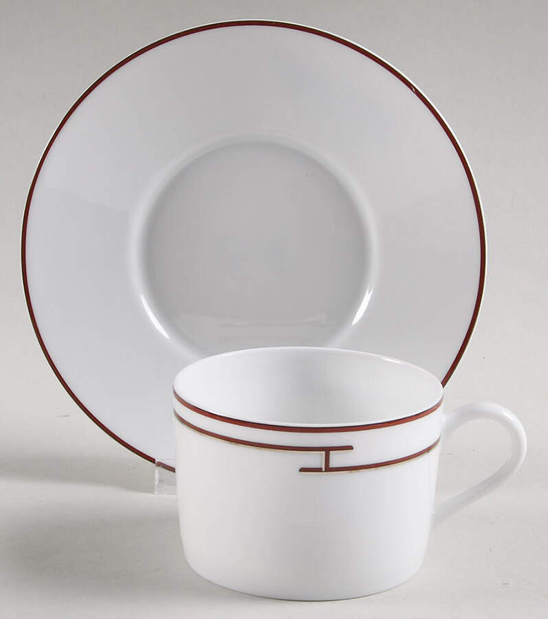Rythme Red Flat Cup & Saucer Set by Hermes-1