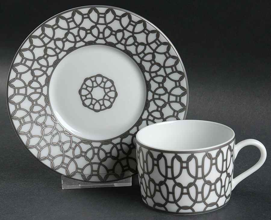 Fil d'Argent Flat Cup & Saucer Set by Hermes-1