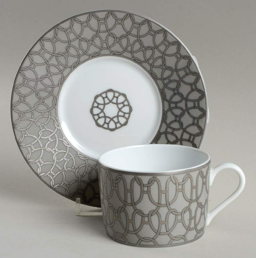 Fil d'Argent Flat Cup & Saucer Set by Hermes-1