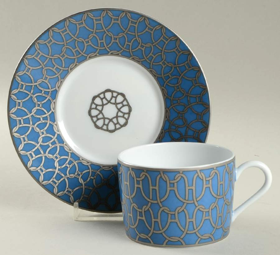 Fil d'Argent Flat Cup & Saucer Set by Hermes-1