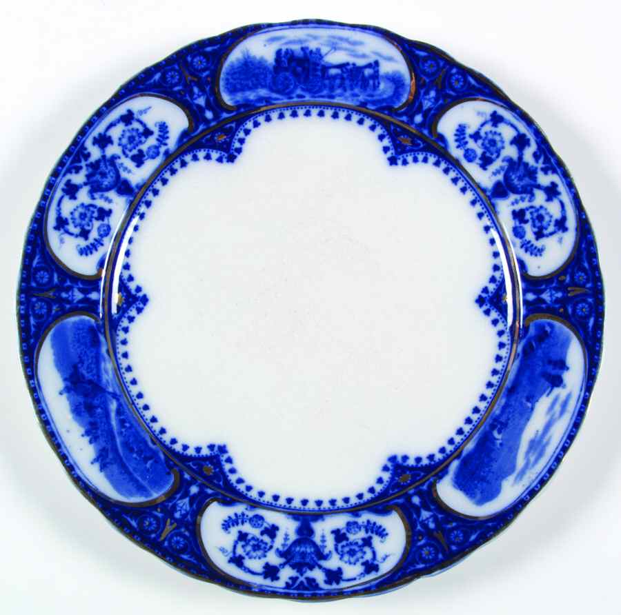 Leicester Flow Blue (No Center Design) Dinner Plate by Sampson Hancock & Sons-1