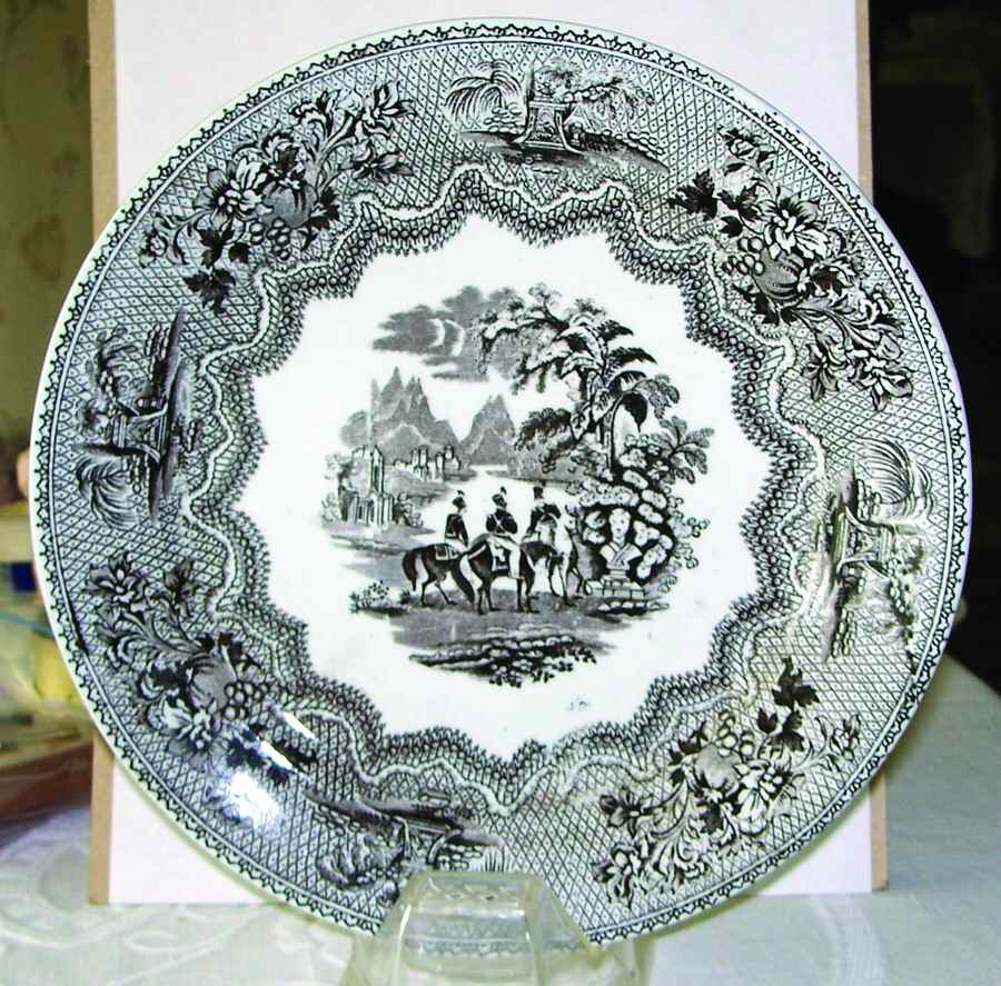 Military Sketches Black Dinner Plate by Thomas Hughes & Sons-1