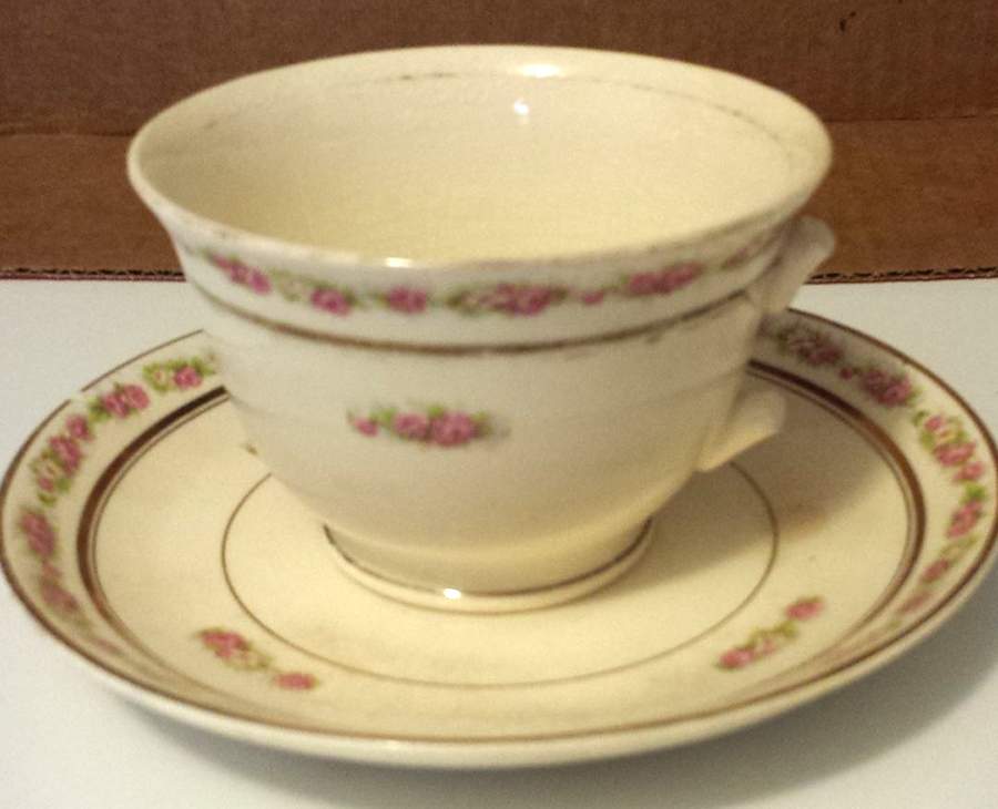1957 Footed Cup & Saucer Set by Harker-1