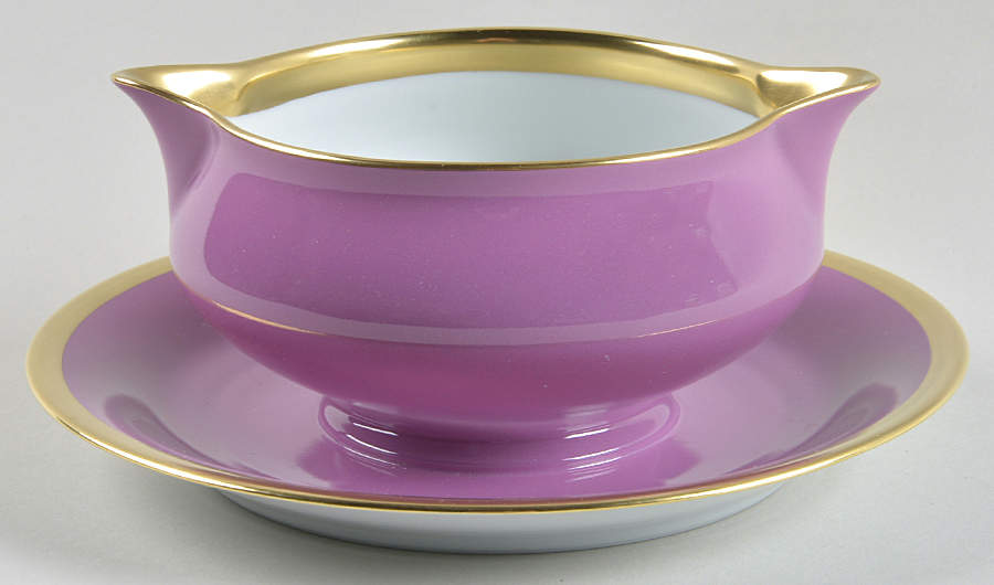 Laque de Chine Gold (Amethyst) Gravy Boat with Attached Underplate by Haviland-1