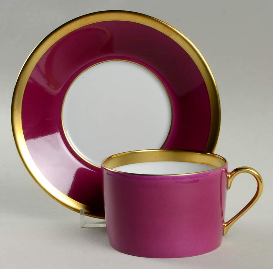 Laque de Chine Gold (Aubergene) Flat Cup & Saucer Set by Haviland-1