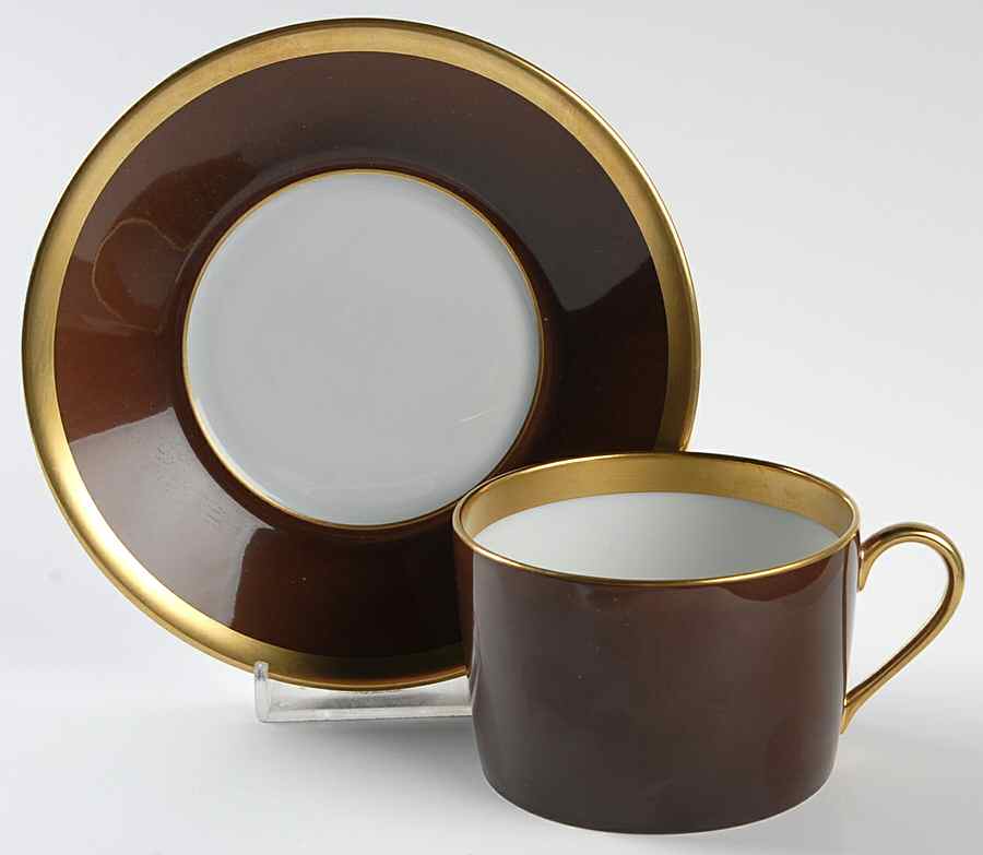 Laque de Chine Gold (Chocolate) Flat Cup & Saucer Set by Haviland-1