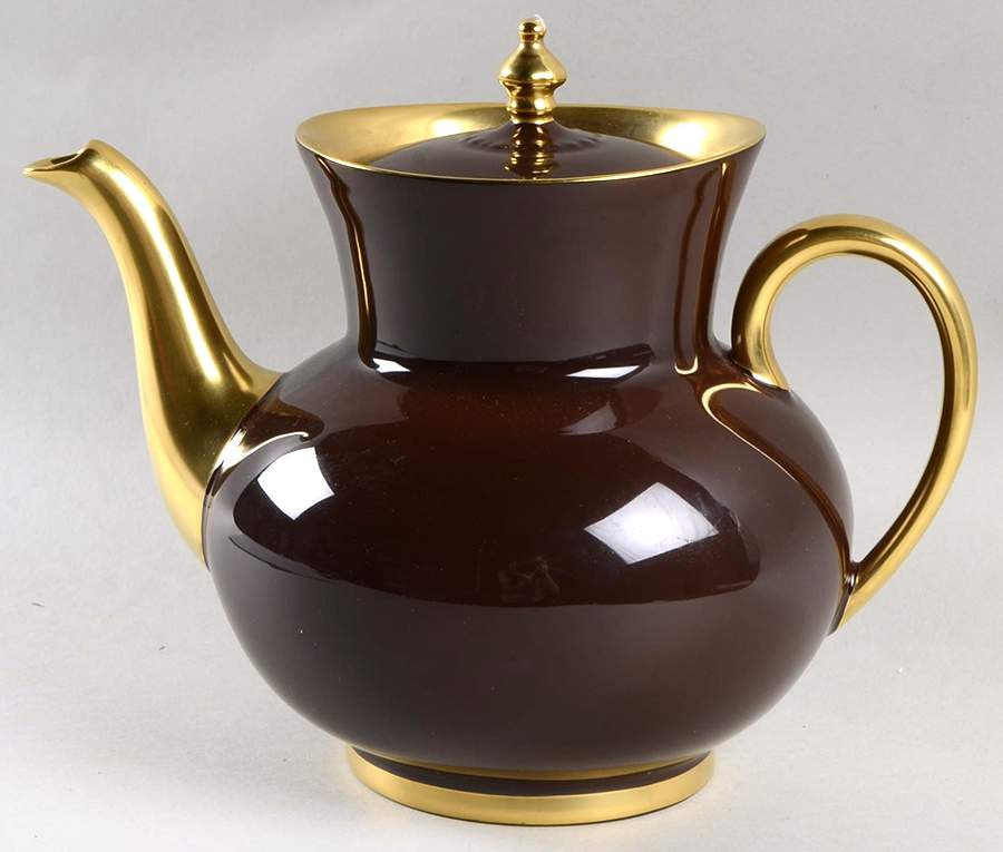Laque de Chine Gold (Chocolate) Teapot & Lid by Haviland-1