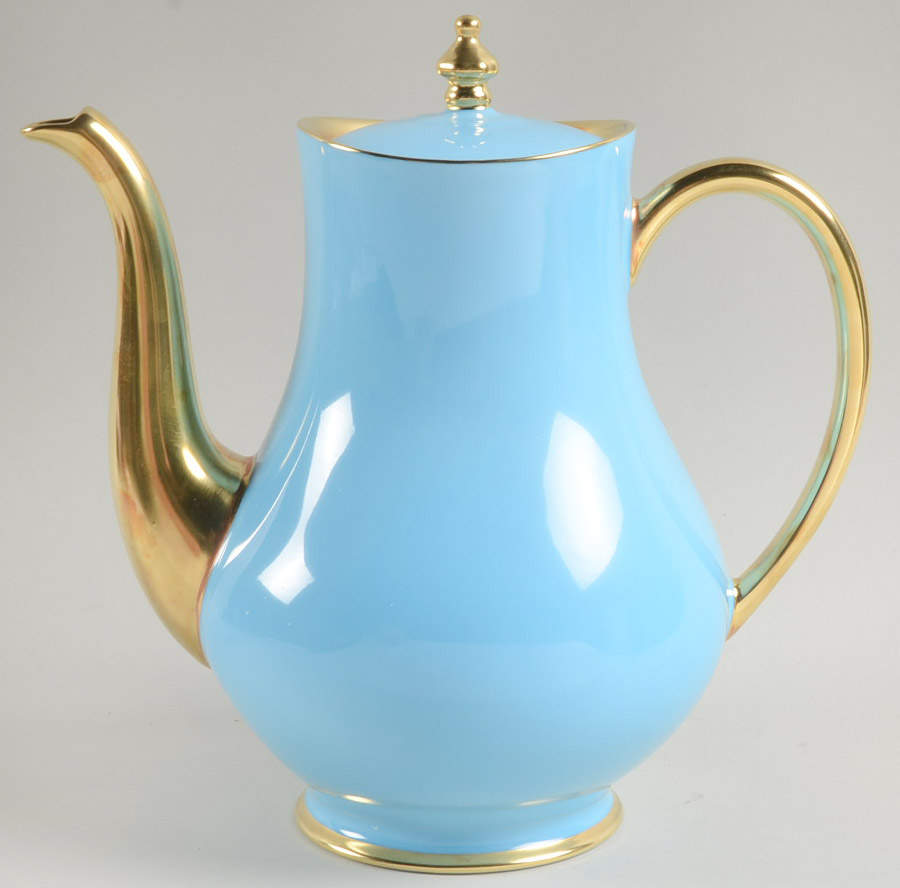 Laque de Chine Gold (Light Blue) Large Tea Pot & Lid by Haviland-1