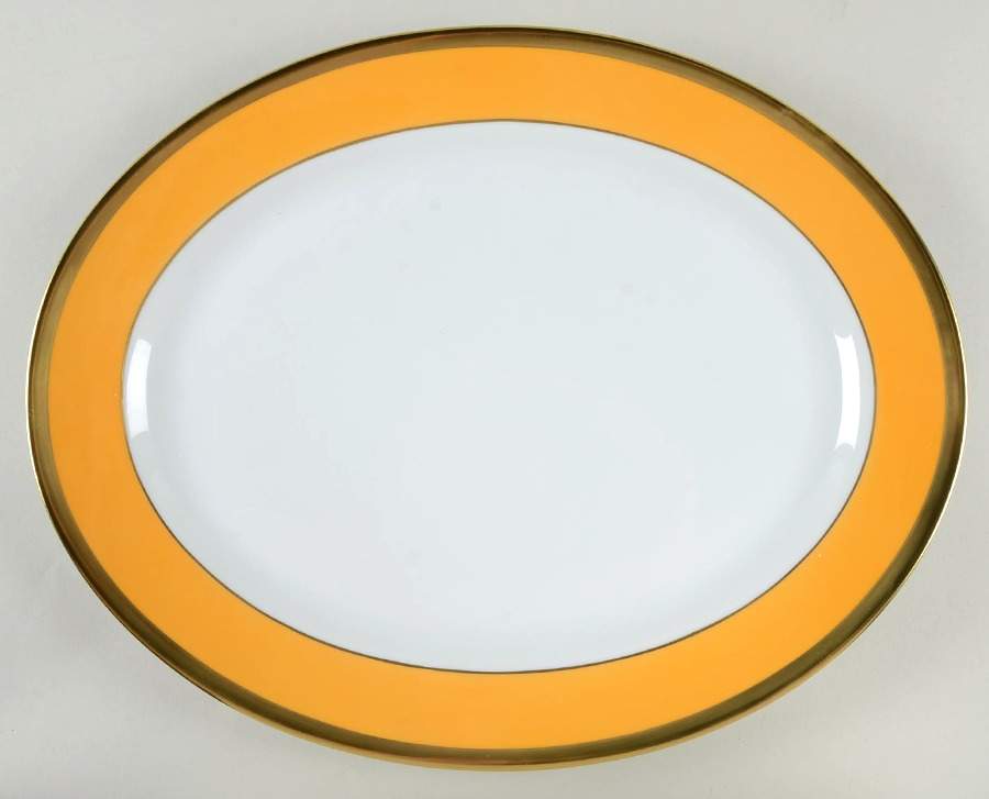 Laque de Chine Gold (Manderin) 15" Oval Serving Platter by Haviland-1