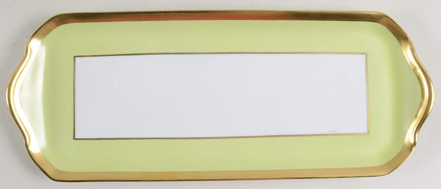 Laque de Chine Gold (Pistachio) Oblong Cake Plate by Haviland-1