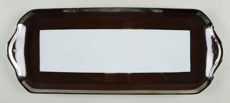 Laque de Chine Platinum (Chocolate) Oblong Cake Plate by Haviland-1