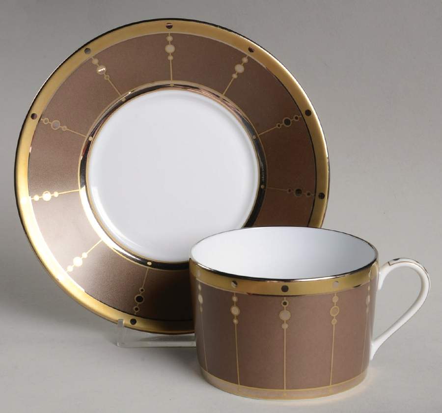 Tambour Bronze Flat Cup & Saucer Set by Haviland-1
