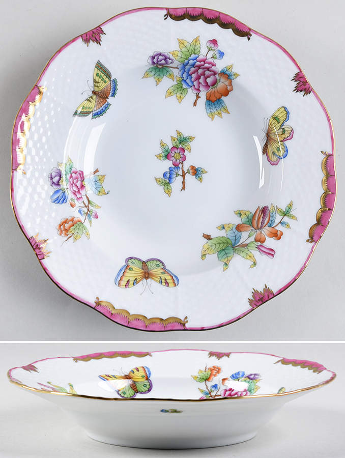 Queen Victoria (Pink) Rim Soup Bowl by Herend-1